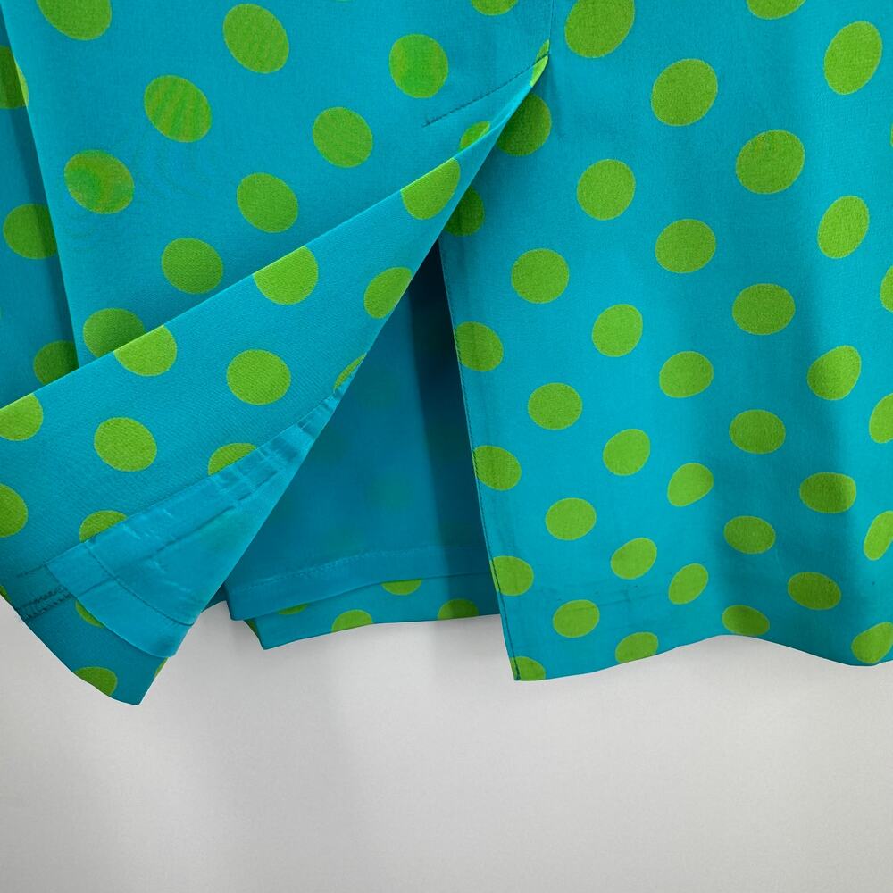 Doncaster skirt women's 8 100% silk pencil polka dot lined blue green career NEW - Picture 6 of 10